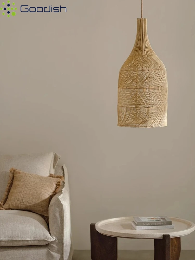 Janpanese Wabi-sabi woven Weaving bottled water shape LED Pendant Light Art Creative Lamp for Bedroom Home Decoration Chandelier