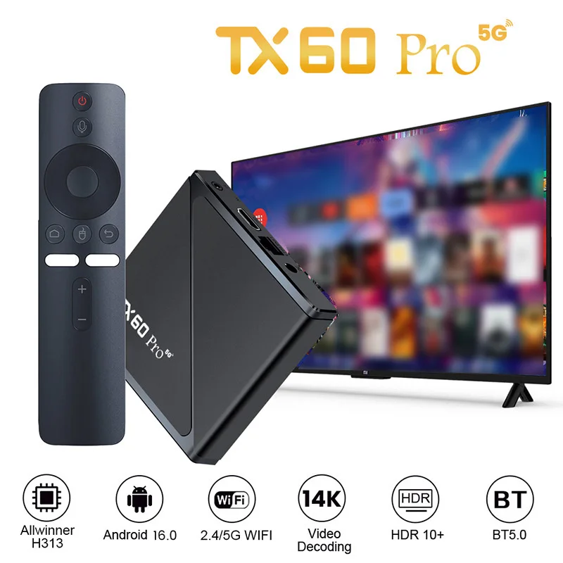 TX60 Pro فك التشفير H313 HD بلوتوث مزدوج 5g واي فاي أندرويد 16ATV نظام صندوق التلفزيون مشغل وسائط الفيديو 256G المنزل فك التشفير 2025 #1