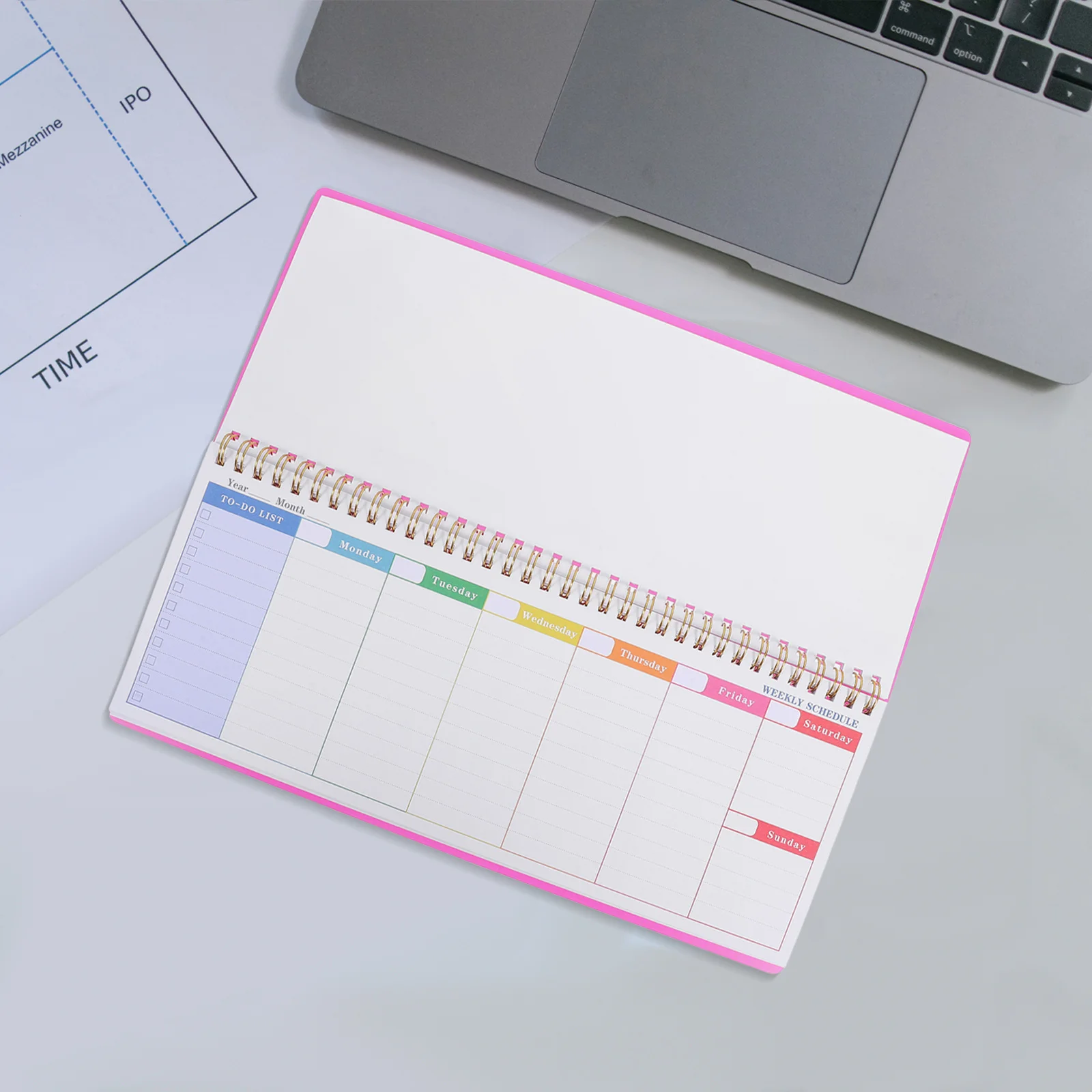 Weekplanner Ongedateerde horizontale lay-out Inktbestendige afscheurvellen Dagelijks schema-organizer voor werkafspraken Gewoonte