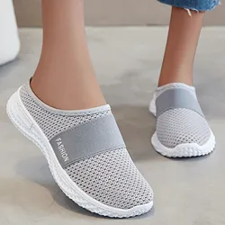 Women Walking Shoes Air Cushion Slip-On Orthopedic Diabetic Ladies Platform Mules Mesh Lightweight Slipper Wedge Female Sneaker