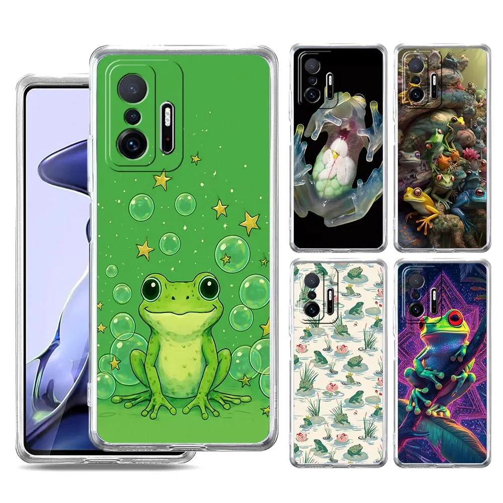 Coque de téléphone transparente pour Xiaomi Mi 17 15 14 13 12 Poco X3 X4 X5 X6 X7 NFC F6 F7 Pro Lite 5G, coque souple en TPU, imprimé grenouille réaliste