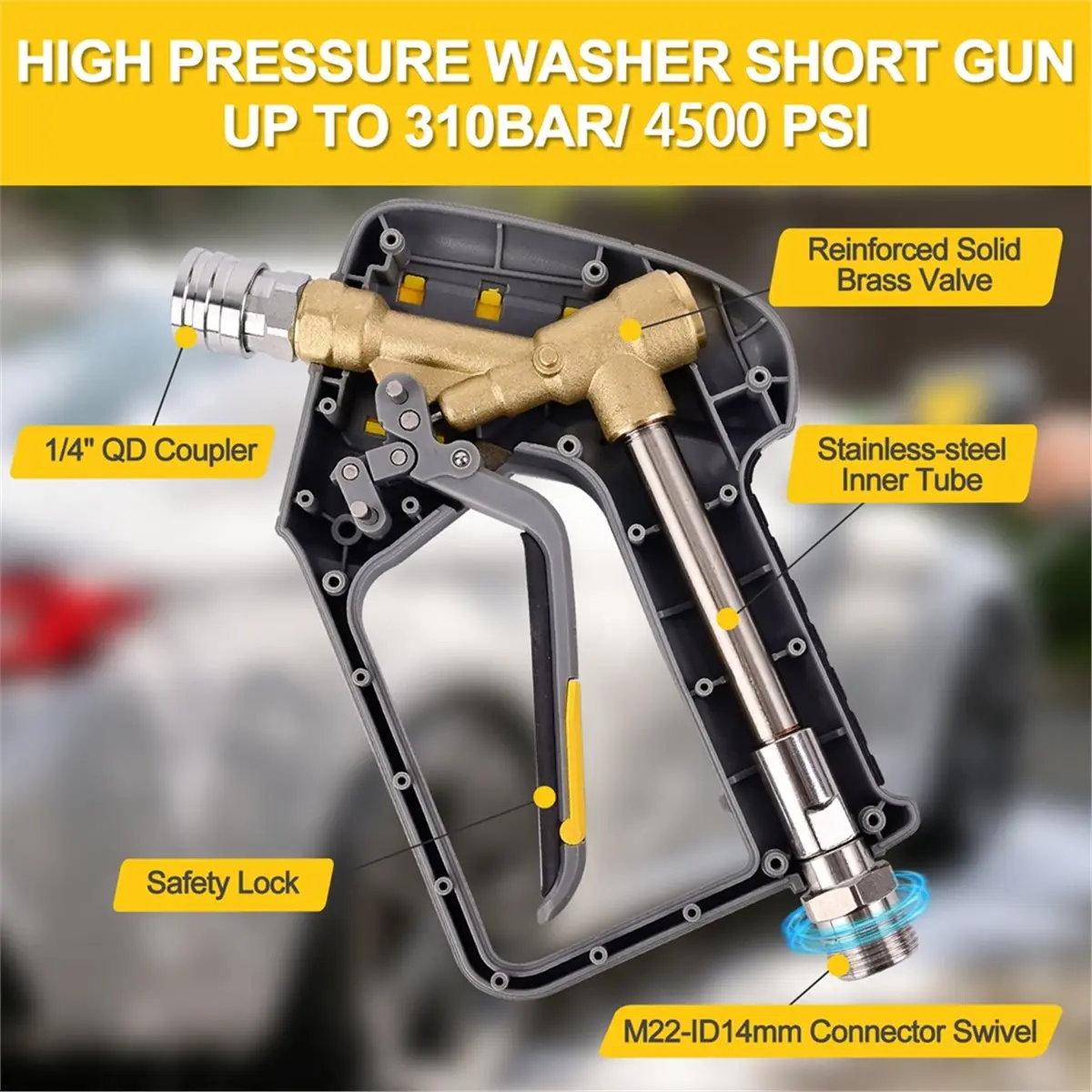 【50% OFF】Pressure Washer Water with M22-14mm Inlet Male Swivel & 1/4