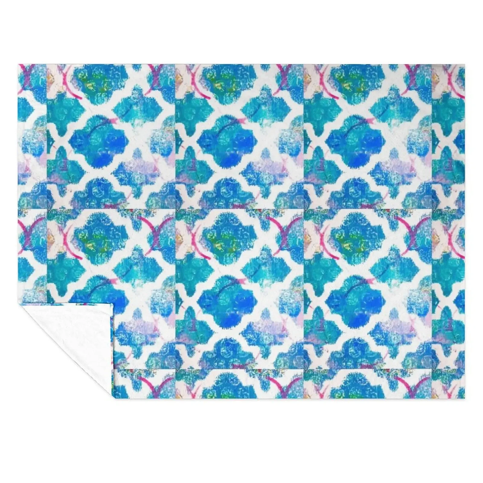 

BLUE AND WHITE MOROCCAN WINDOW TILES Throw Blanket Blankets Sofas Of Decoration For Sofa Thin Bed Decorative Sofas Blankets