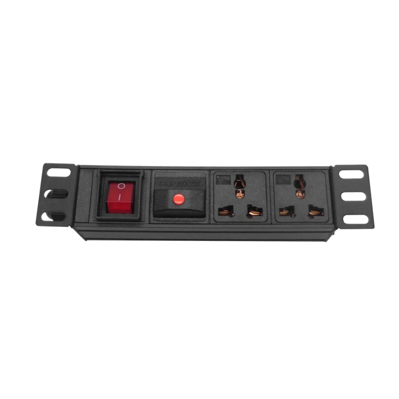 PDU Power Strip Overload Protection 3000W 2 Ways Universal Socket Aluminium Alloy Shell For Network Cabinet Rack