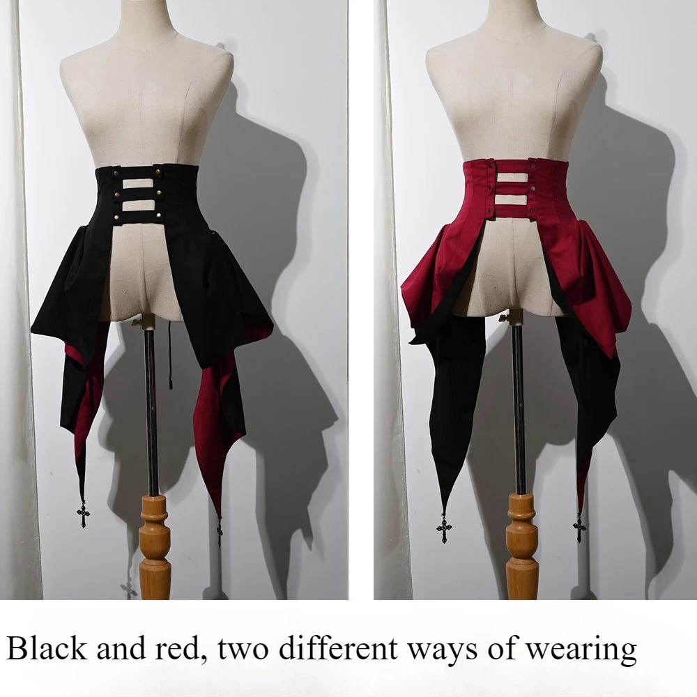 ゴシックロリータ スチームパンク コルセット バスルスカートセット ヴィンテージ ブラック レースアップ 海賊コスチューム ハロウィン コスプレ ゴシック フェスティバル パーティー