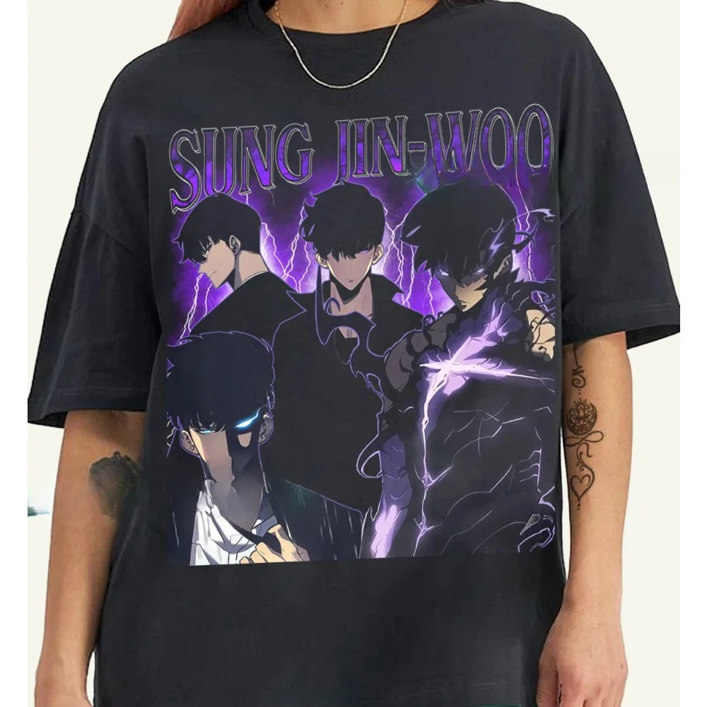 

Женская футболка Sung Jinwoo, футболка Solo Leveling Schatten-Monarch Sung Jin Woo, футболка унисекс с аниме Manhwa Geschenk