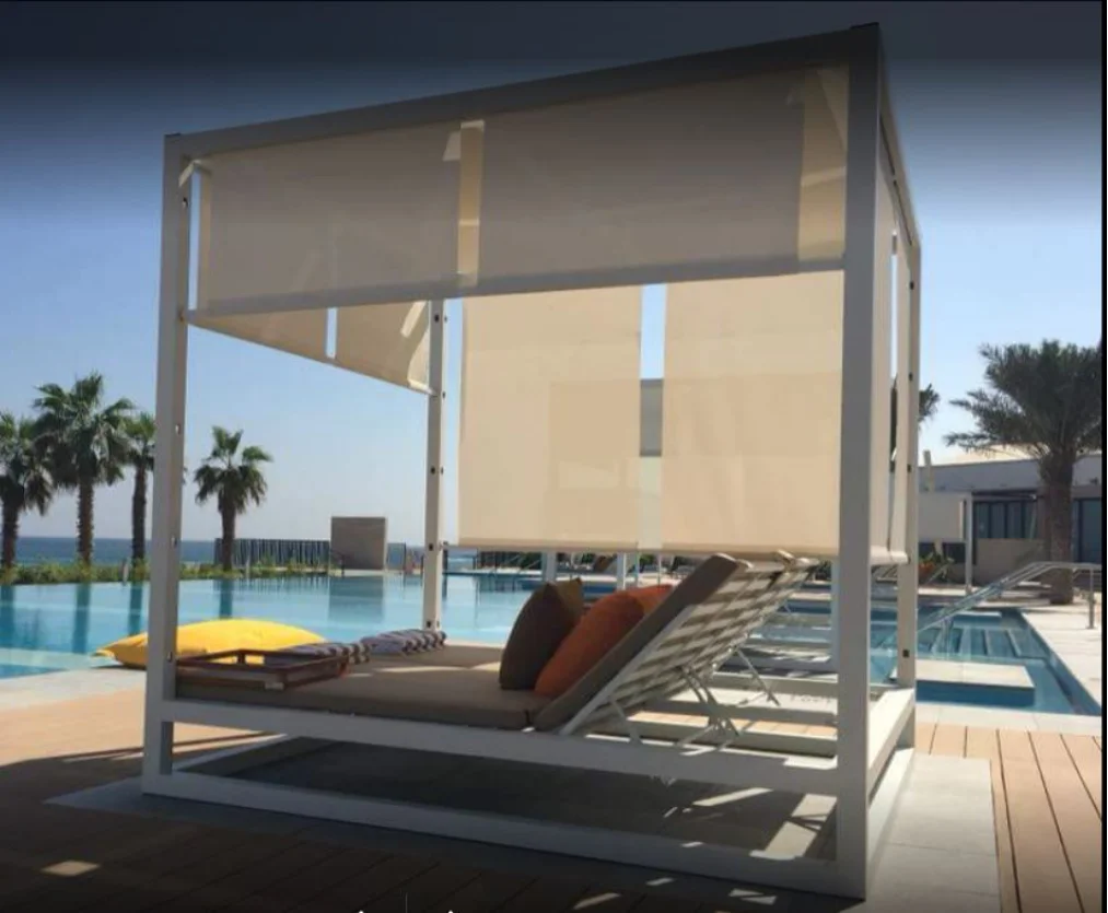

Royal Garden Outdoor Patio Aluminum Daybed Chair Beach Pool Side Aluminum Double Sun Bed Lounge Chair Beach Funiture