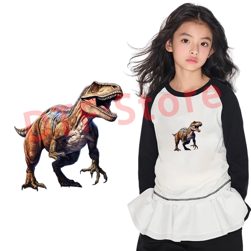 Retro Jurassic Dinosaur World Heat Transfer On Clothes iron on heat transfer transfers ready to press Childrens clothing Patch