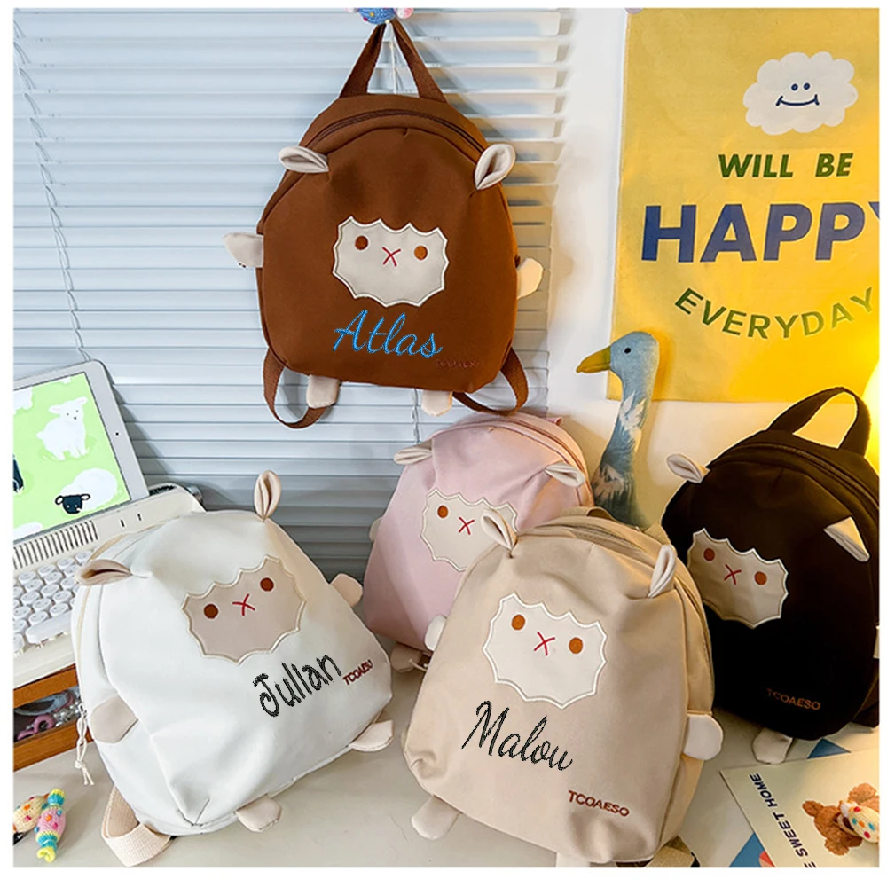 Personalized Embroidery Korean Edition Cute Lamb Lightweight Kindergarten Backpack Customized Children's Leisure Travel Gift Bag