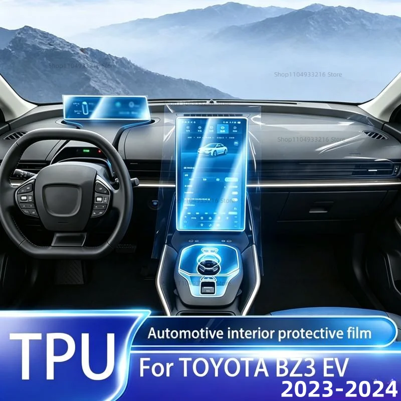 Transparent TPU Protective Film Anti-scratch For TOYOTA BZ3 EV 2023-2024 Car Interior Center Console Dashboard Navigation PPF
