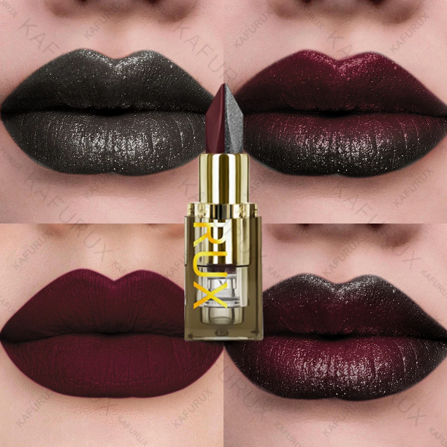 11 Farben, zweifarbiger Lippenstift, Lila, Schwarz, Glitzer, matt, 1 Stück, Lippenstifte, Make-up, einfach zu verwenden, Lippentönung, Make-up, Geschenke, Rot, Schwarz, Kosmetik – Detail 3