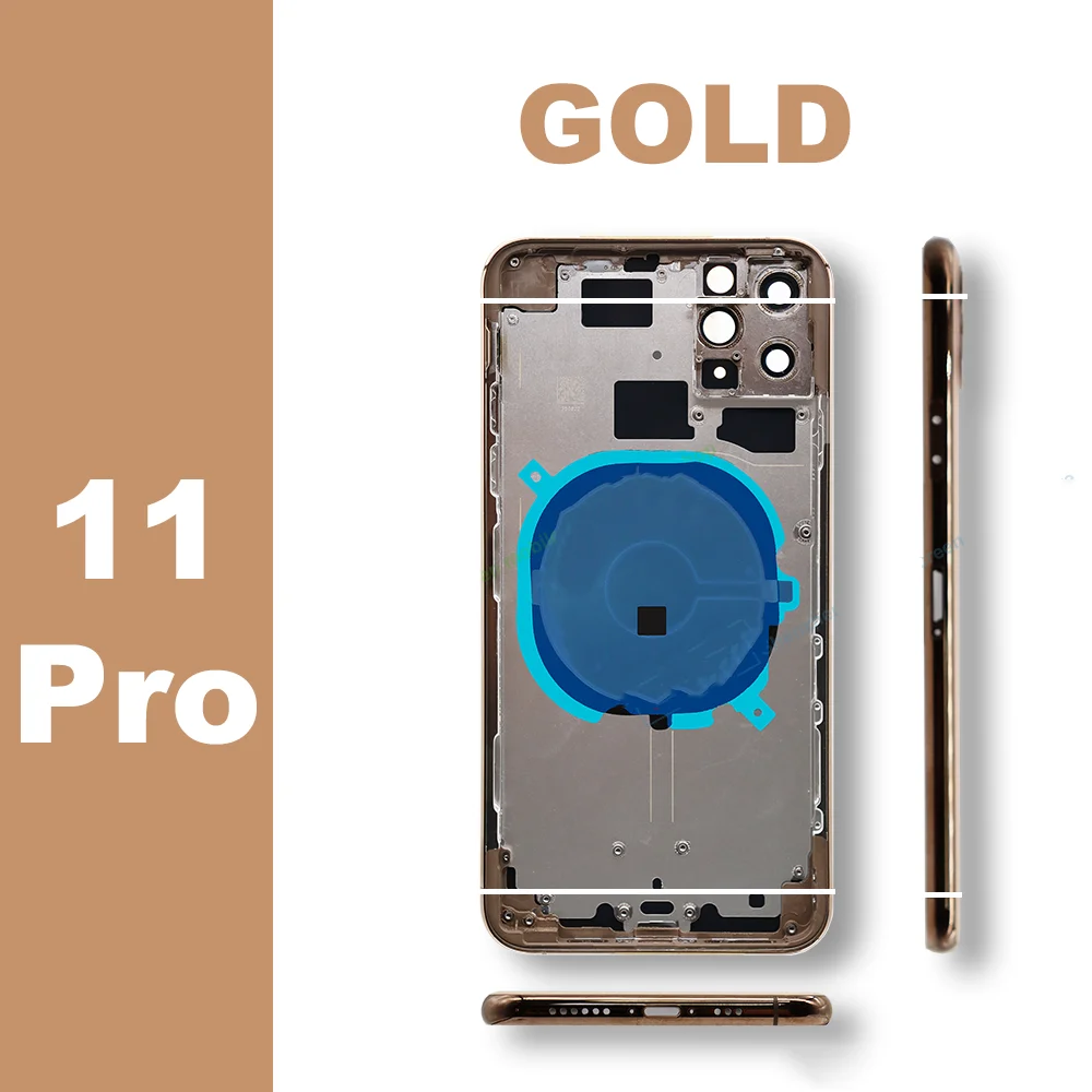 For Iphone 11/11PRO/11 Pro Max Housing Cover Battery Door Rear Chassis Middl Frame Case with Back Glass+SIM Tray+Button 11 Back