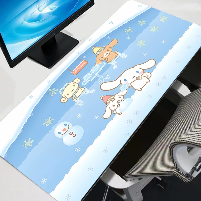 

Коврик для мыши Cinnamoroll, резиновый, большой, XXL, для геймеров, настольный коврик, аксессуары для компьютерной клавиатуры, игровой коврик, прочный