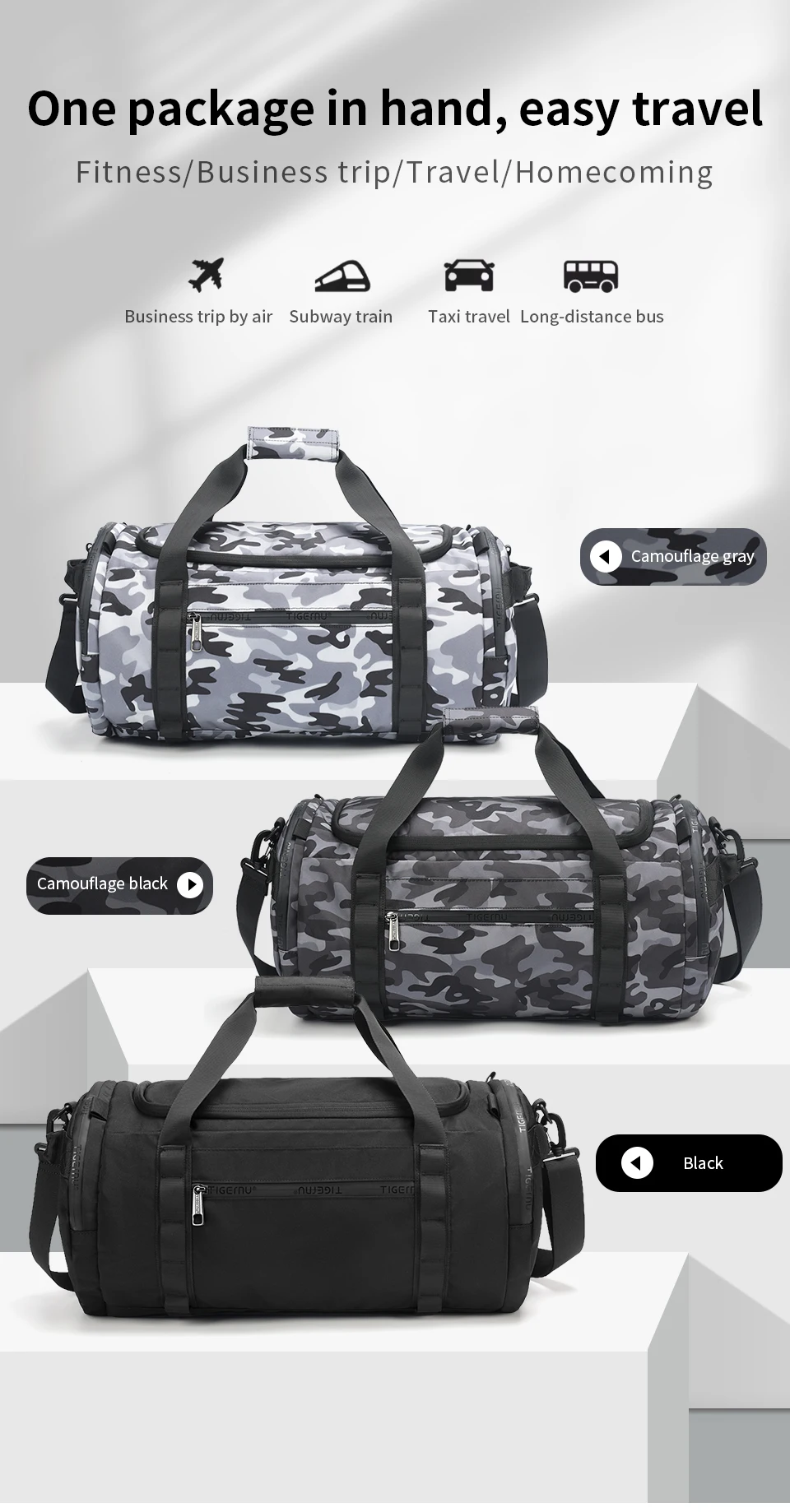 Tigernu Reisetaschen Für Männer Sporttasche Wasserdichte Fitness Tasche Männer Outdoor Tragbare Tasche Ultraleicht Yoga Sport Tasche Handtasche Umhängetasche – Detail 1