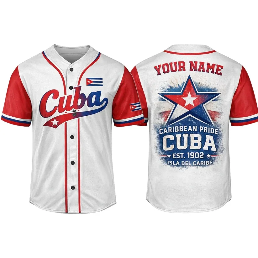 

Custom Cuba Baseball Jersey Island Design - Add Your Name 3D Printed Men For Women Shirt Casual Team Shirts