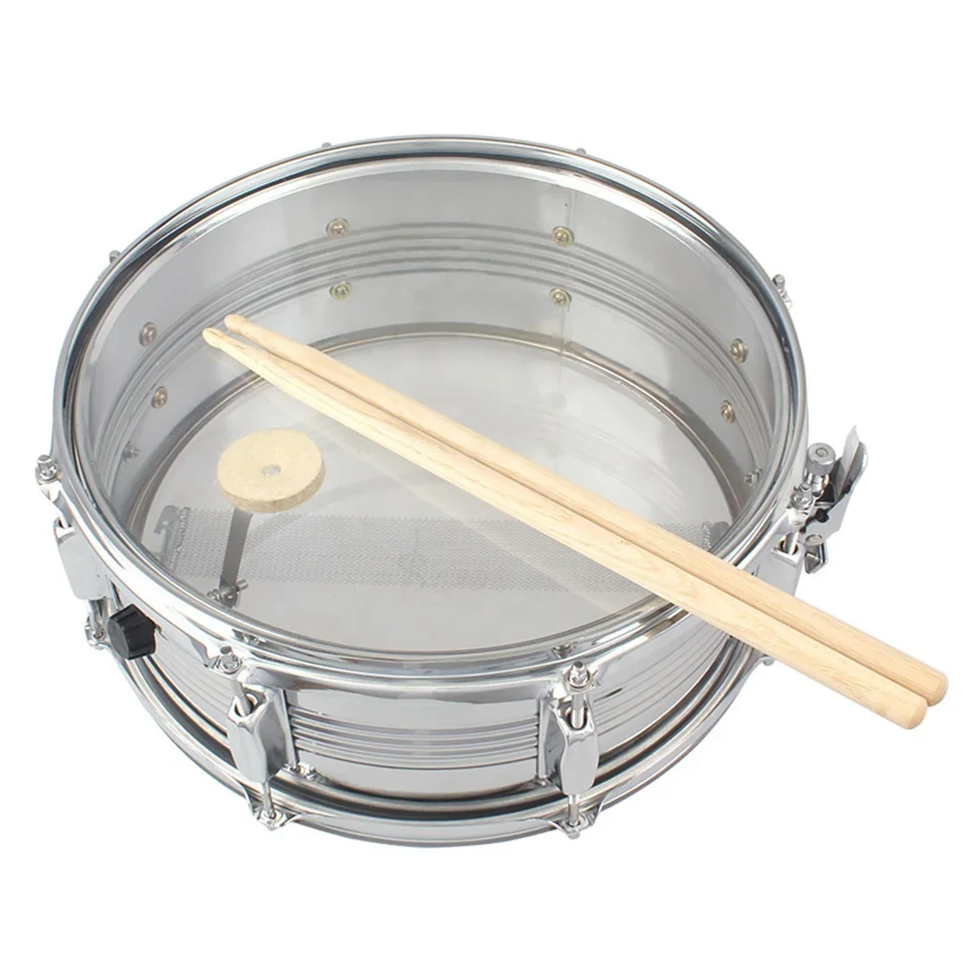 Factory direct sales percussion instrument 14 inch silver transparent professional durable snare drum