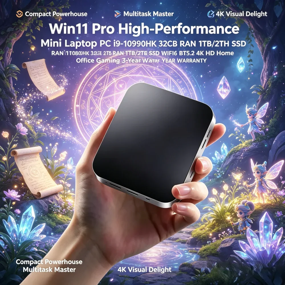 

i9-10980HK High-Speed Mini Laptop Win11 Pro 32GB RAM 1TB/2TB SSD WiFi6 BT5.2 4K HD Home Office Gaming Notebook 3-Year Warranty