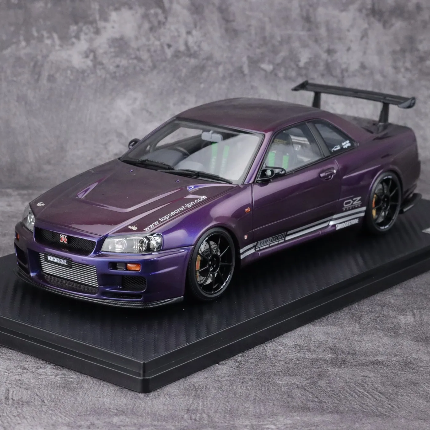 

IG 1:18 TOP SECRET GTR R34 Metal Purple JDM Simulation Limited Edition Resin Metal Static Car Model Toy Gift