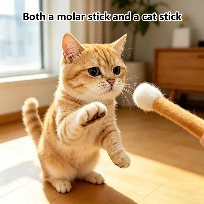 Creative Large Cotton Swab Shaped Catnip Toy Giant Kitten Grinding Biting Stick Durable Teeth Cleaning And Grinding Rope 1-8Pcs