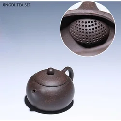 160ml Chinese Yixing purple clay tea pot Raw ore black gold sand xishi teapot ball hole Filter Beauty tea infuser zisha tea set