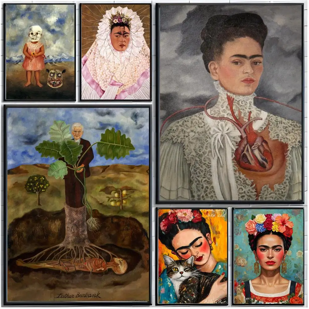 artist painting F-Frida Kahlo Poster Modern Wall Art Home Decor Living Room Decorative Print Unframed
