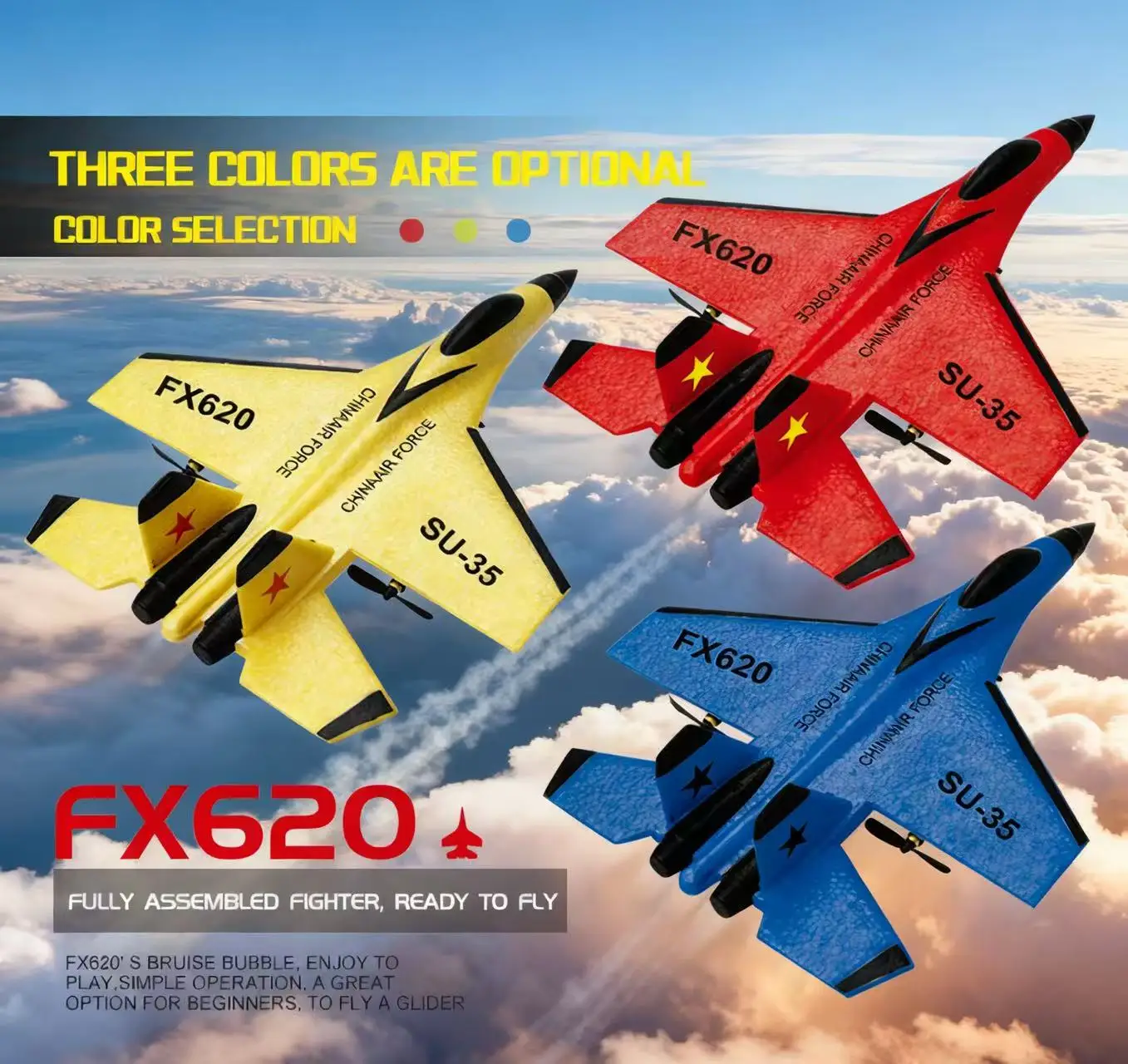 SU35 طائرة مزودة بجهاز للتحكم عن بُعد 2.4G التحكم عن بعد FX620 FX820 طائرة شراعية مع أضواء LED رغوة نموذج طائرة لعبة للأطفال هدايا