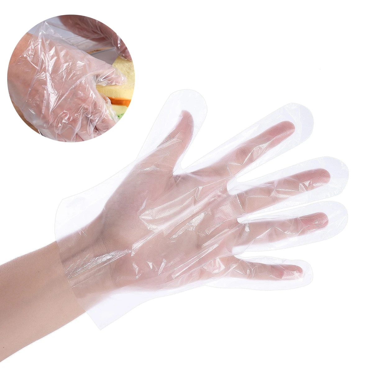 300 قطعة قفازات يمكن التخلص منها PE خدمة الطعام صبغ الشعر عديم الرائحة خالية من الجسيمات يمكن استخدامه بكلتا اليدين كبيرة متعددة الأغراض للمنزل