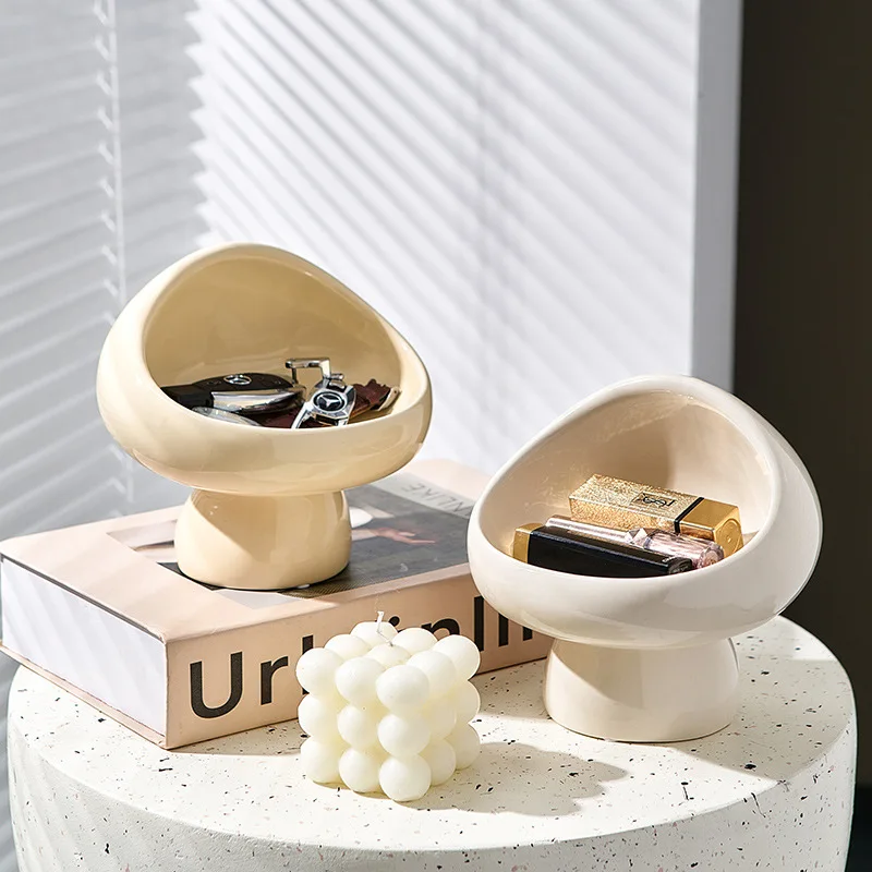 

Home Living Decor Creative Mushroom Shaped Storage Tray Modern Interior Table Decoration Accessories Ceramic Sundries Container