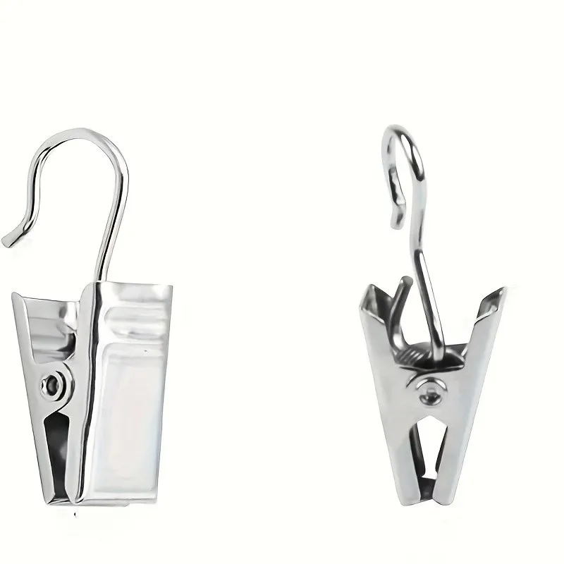 Silver Open-End Design Open Curtain Hooks 98 pcs, perfect for Small Item Hanging, Rust Resistant Metal