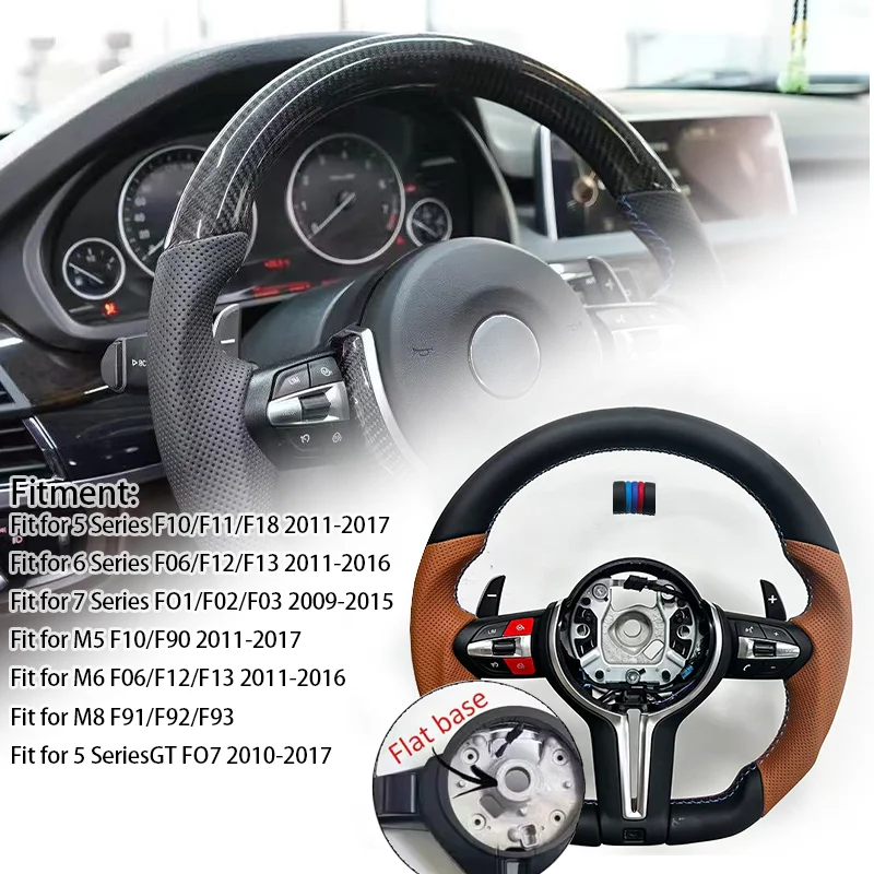 Geschikt voor BMW X3 X4 X5 M2 M3 M4 F10 F12 F15 F16 F20 F22 F30 F31 bruin lederen op maat gemaakte gemodificeerde stuurwiel