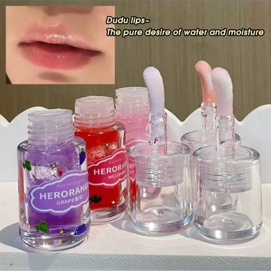 HERORANGE 3Pcs Fruit Moisturizing Lip Oil Set ,Lip Gloss For Lip Hydration, Lip Health, Lip Repair, Lip Moisture & Lip Softening