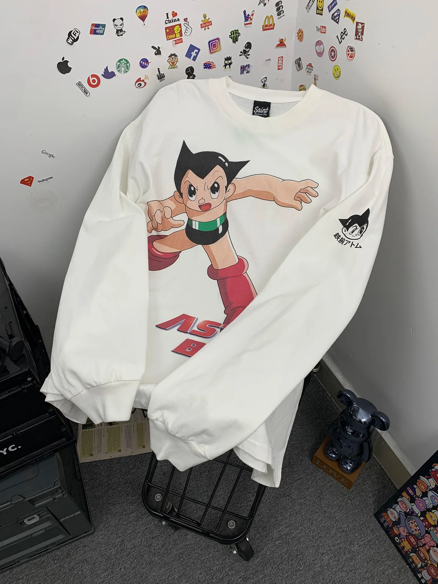 Washed Long Sleeve T-Shirt Casual American Style Bieber Cartoon Print Loose Fit Cotton Tee for Men And Women Breathable Autum...