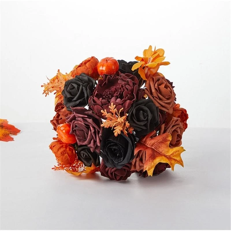 

Artificial Bouquets Black Flower Bouquets Halloween Party Centerpieces Flower Arrangement for Photography Props 15UB