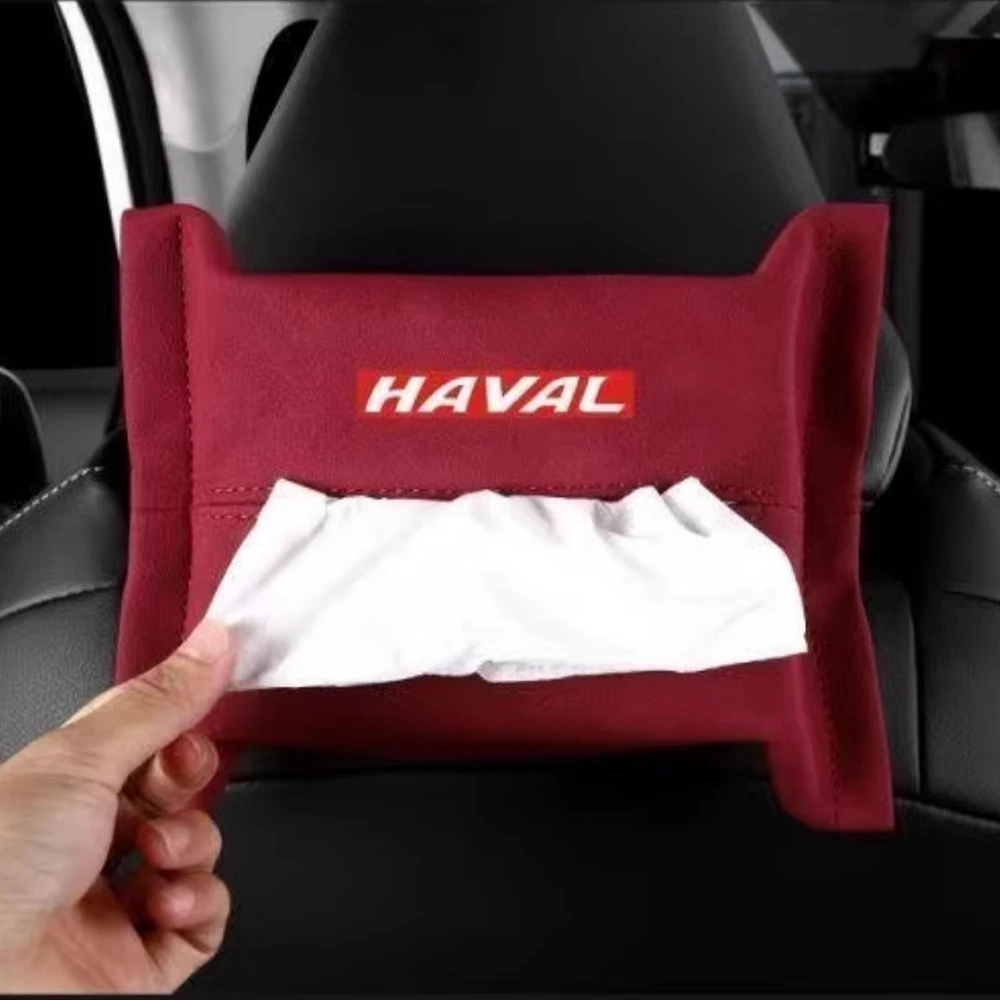 Good Quality New For Haval H6 3rd Gen Car Mounted Tissue Box H5 H9 M6 DARGO JOLION Suede Hanging Tissue Bag Interior Supplies