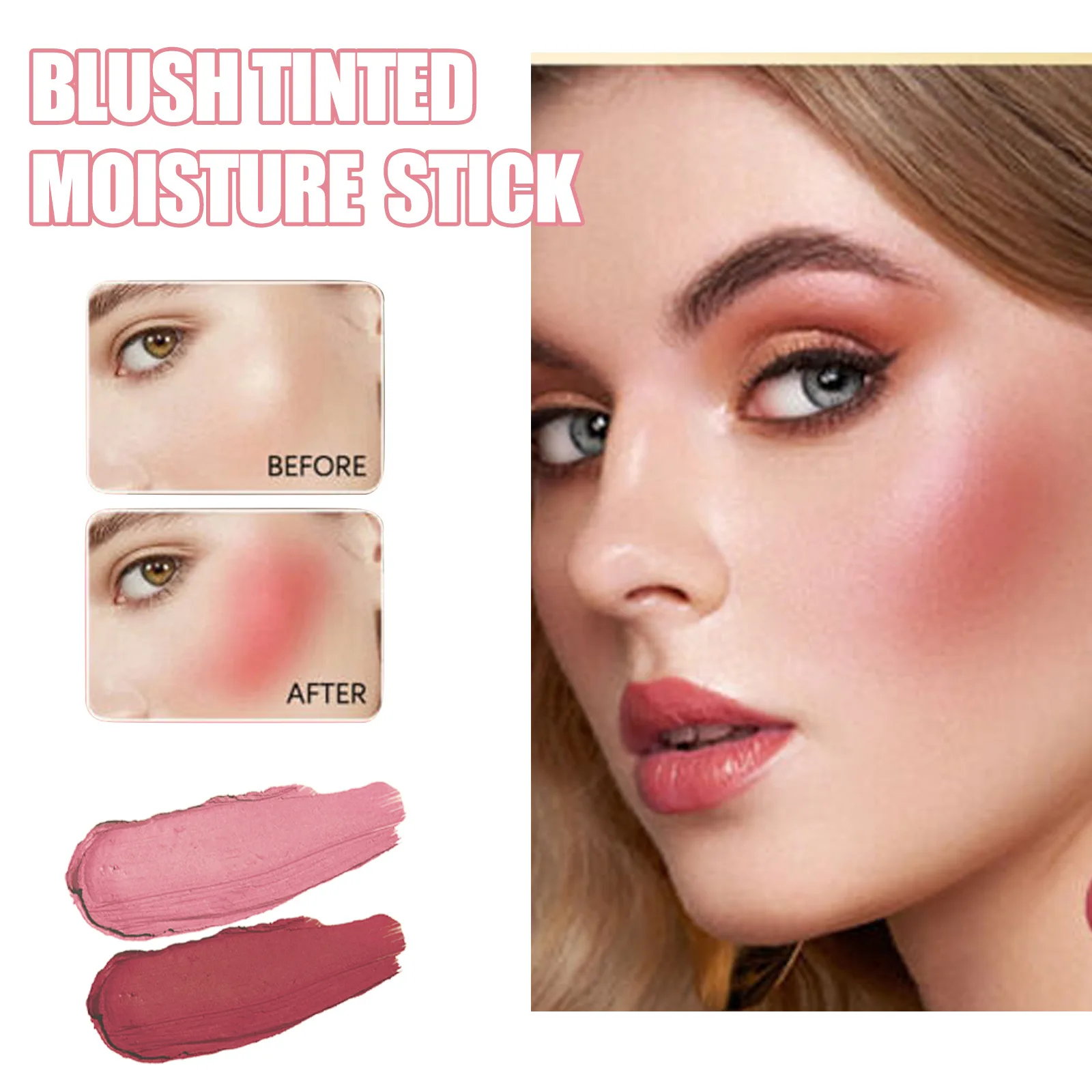 Wangvlek Lip Blush Make-Up Highlight Cosmetica Waterdichte Duurzame Nude Poeder Blusher Voedt Multifunctionele Blush Stick Crème