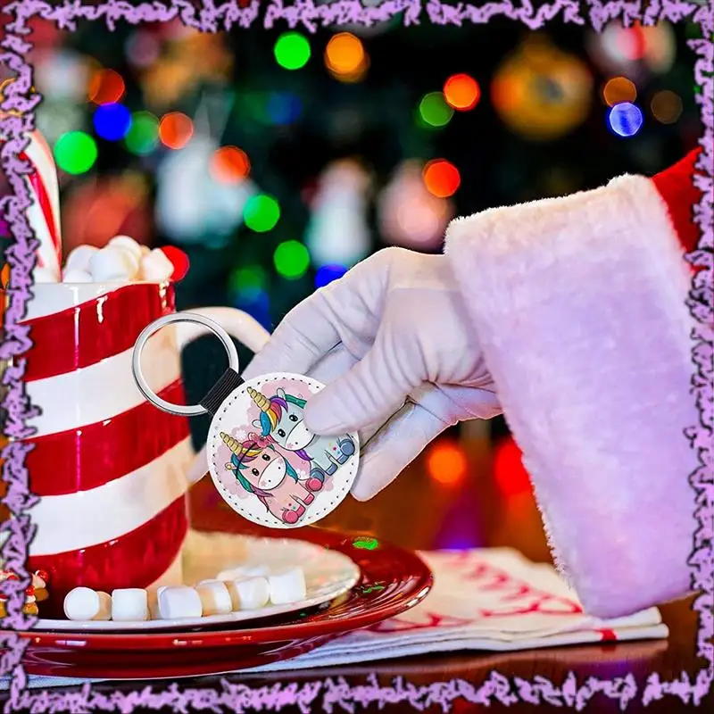 SCLL-40 Pieces Sublimation Blank Keychains PU Leather Keychain Pendant Heat Transfer Keychain Ornament For DIY Crafts Making