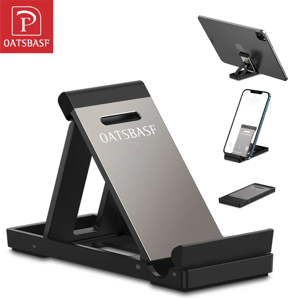  Oatsbasf Portable Phone Tablet Stand Height Adjustable Foldable Desktop Phone Holder Slim CD Display Stand for 4-12.9in Device 