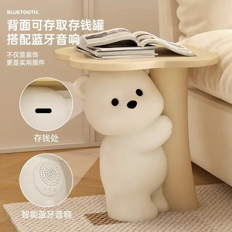 ‌Cute Bear Coffee Table  Resin Cartoon Side Table  Living Room Floor Stand  Creative Bedroom Nightstand - Modern Home Decor - view 4