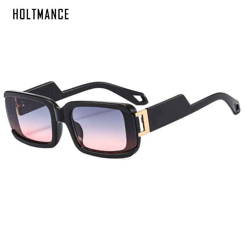 HOLTMANCE Fashion Luxury Square Small Frame Sunglasses for Women New Simple Metal Decorate Black Sun Glass Female Male UV400