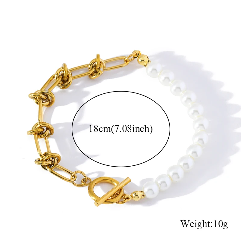 EILIECK 316L Edelstahl Goldfarbenes Armband Schmuck Charm Metall-Textur 18 K Vergoldete Herz-Handgelenk-Kette für Frauen – Detail 9