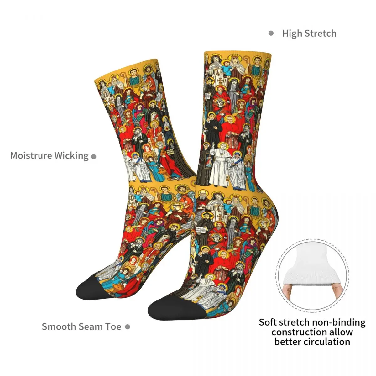 聖人、全聖人、カトリックの聖人ソックス原宿吸汗ストッキングオールシーズンロングソックスアクセサリークリスマスギフト