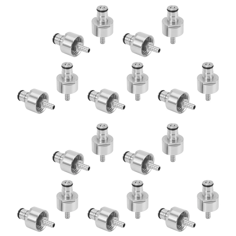 

20Pcs 304 Stainless Steel Carbonation Cap 5/16 Inch Barb, Ball Lock Type, Fit Soft Drink PET Bottles, Homebrew Kegging