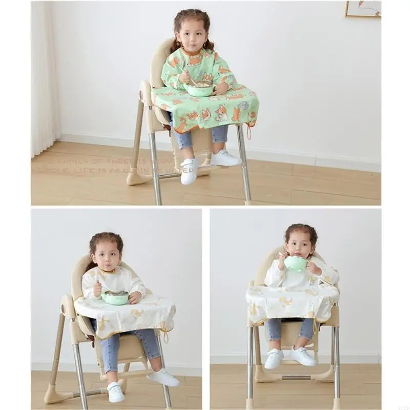

Q22D Baby Long Sleeve Bib With Adjustable Buckle One-piece Baby Bib Coverall For Baby