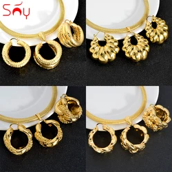 Sunny Jewelry Sets Copper Pendent Necklace Earrings Dubai 18K Gold Plated Spiral Circle Geometry Africa Women Wedding Party Gift