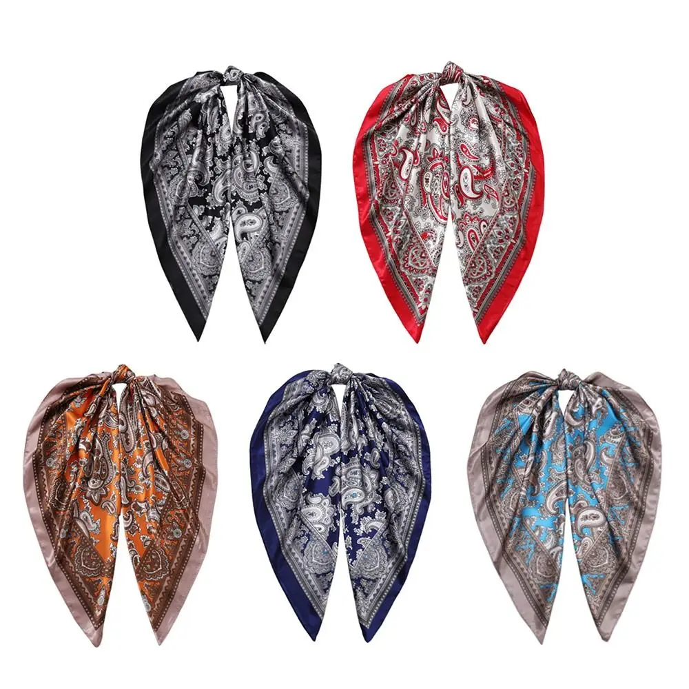 

90*90CM Paisley Print Handkerchief Cashew Flower Printed Thin Fabric Bandana Head Scarf Vintage Style Smooth Texture