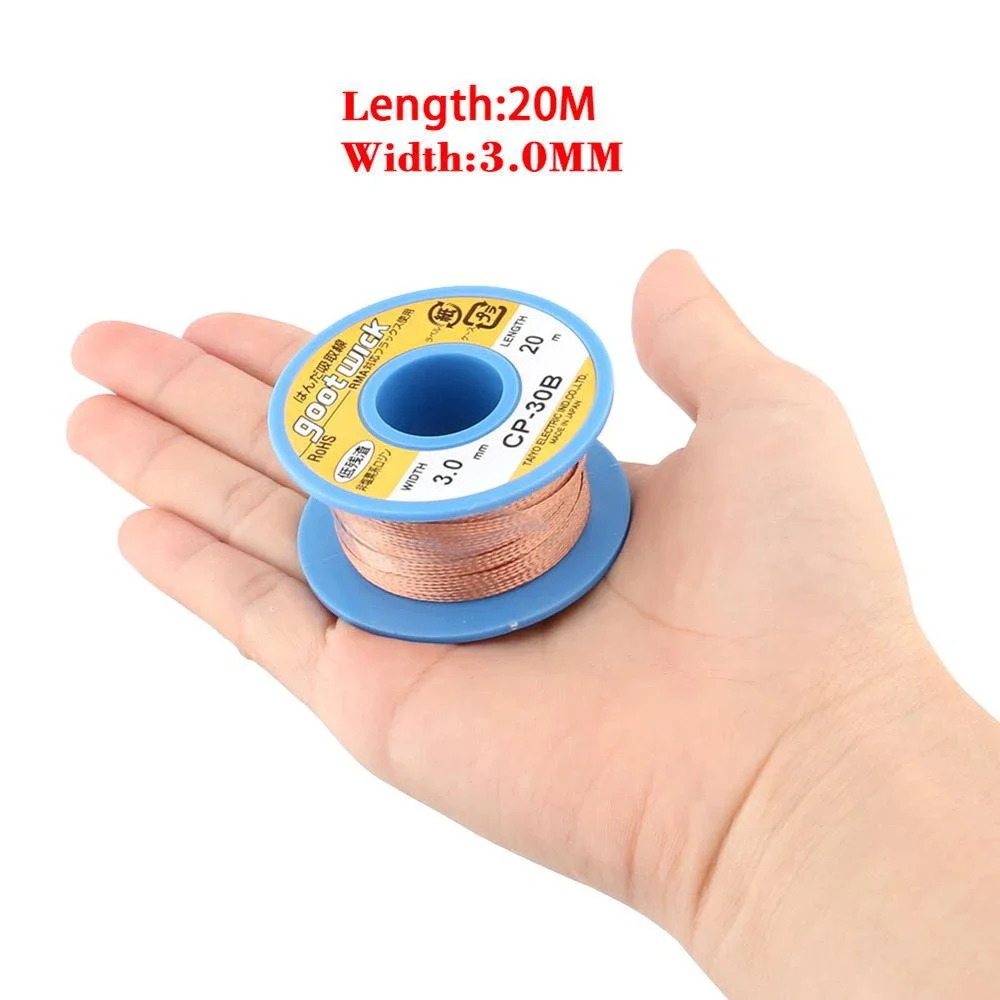Pink Lizard Goot Wick BGA Desoldering Wire – 5-Pack Set (1.5mm To 3.5mm, 150cm Each)