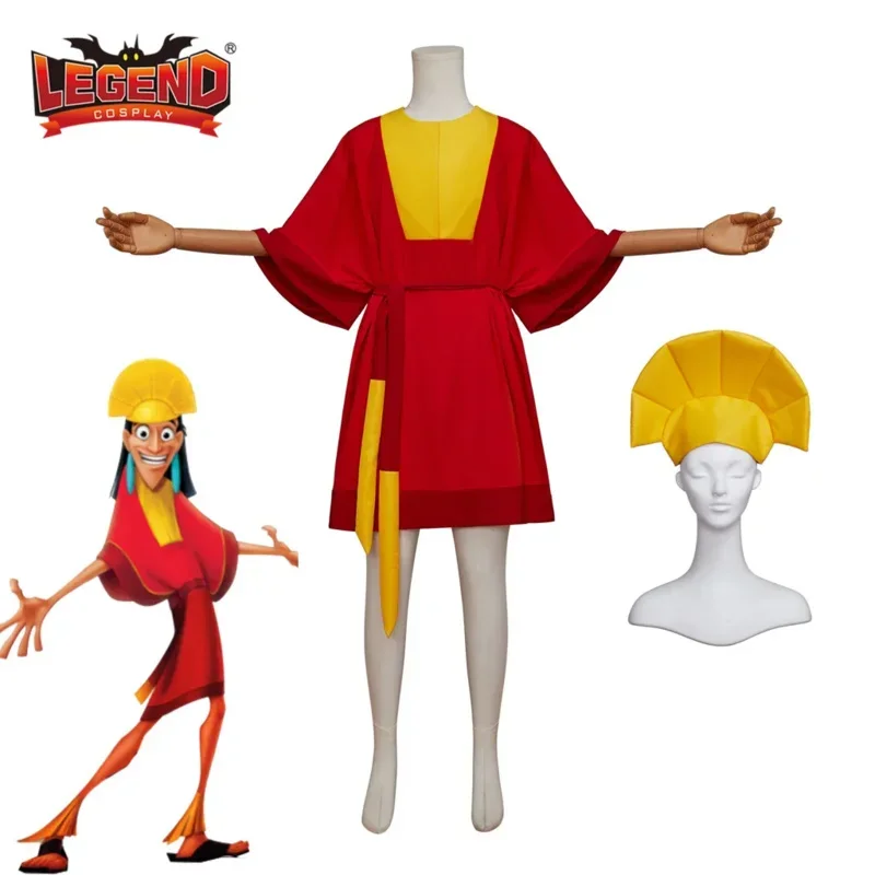 Anime Emperor Kuzco Cosplay Costume King Costume outfits with Hat Halloween Carnival Party Suit King to Hinny Costume Uniform