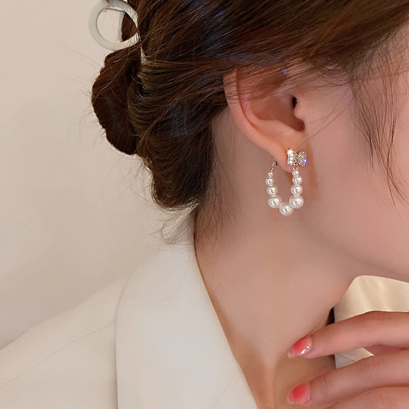 

Женские серьги из серебра 925 пробы с жемчугом, милые и элегантные изысканные серьги, модные ювелирные украшения