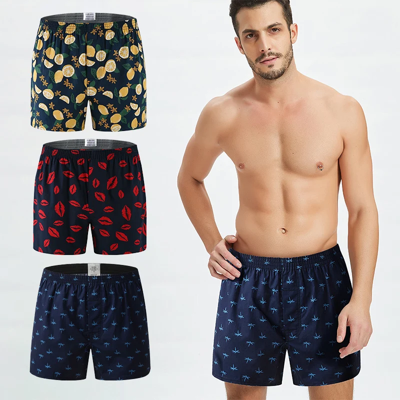 3 uds Boxers sueltos para hombre, pantalones, ropa interior de algodón, pantalones cortos sueltos y cómodos, calzoncillos Boxer de algodón, ropa interior para el hogar para hombre, Boxershorts