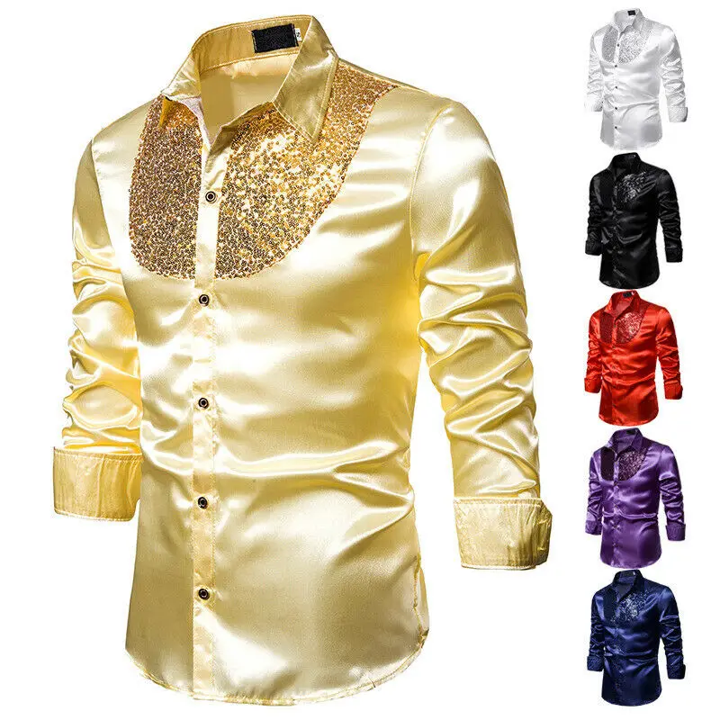 Long Sve Men's Wedding Dress Shirt Soft Comfortable Shine B  Collar Fleece Lined Thickened Special Wide Fit Autumn Wear